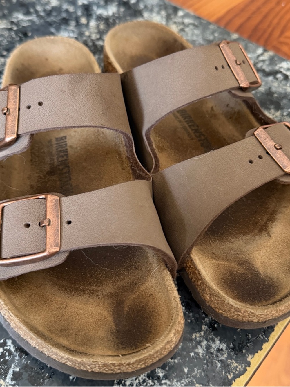 Birkenstock Brown Leather Two-Strap Sandals